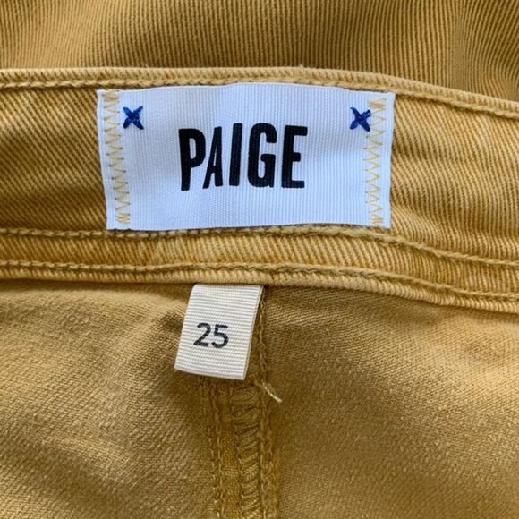 PAIGE Mustard Colette High Rise Jeans Slim Crop Flare Going-out Contemporary 25 - Picture 3 of 9